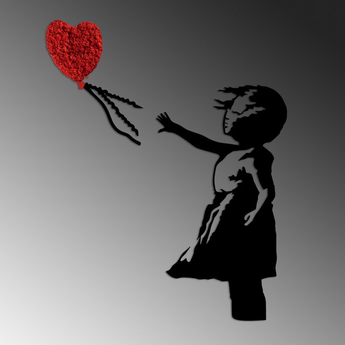 Wallity Banksy - 13-1 Escultura de pared metálica roja y negra